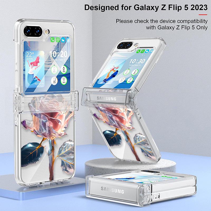 Samsung Z Flip 6 Кристально-розовый Прозрачный Складной Ударопрочный Чехол