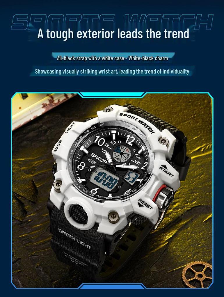 Sanda Teen Multi-functional Waterproof Sports Watch with Alarm & Luminous Display