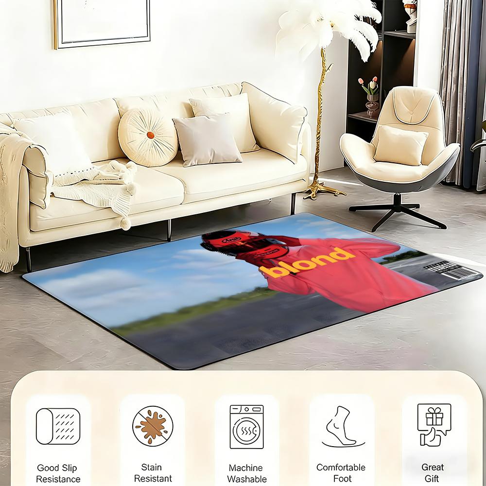Singer F-Frank Ocean Floor Mat Bedroom Living Room Flannel Door Mat Non-Slip Home Decor