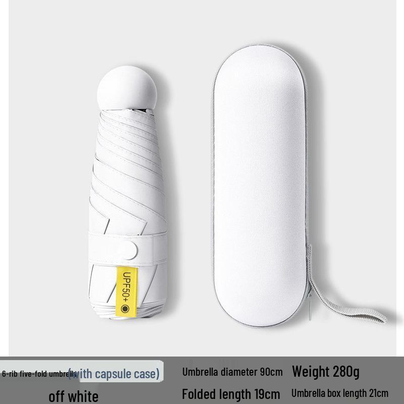 Женский мини-зонт двойного назначения: Компактный пятисложенный дизайн, Утолщенная ткань, Черный клей для защиты от УФ-лучей, Возможность нанесения логотипа на заказ