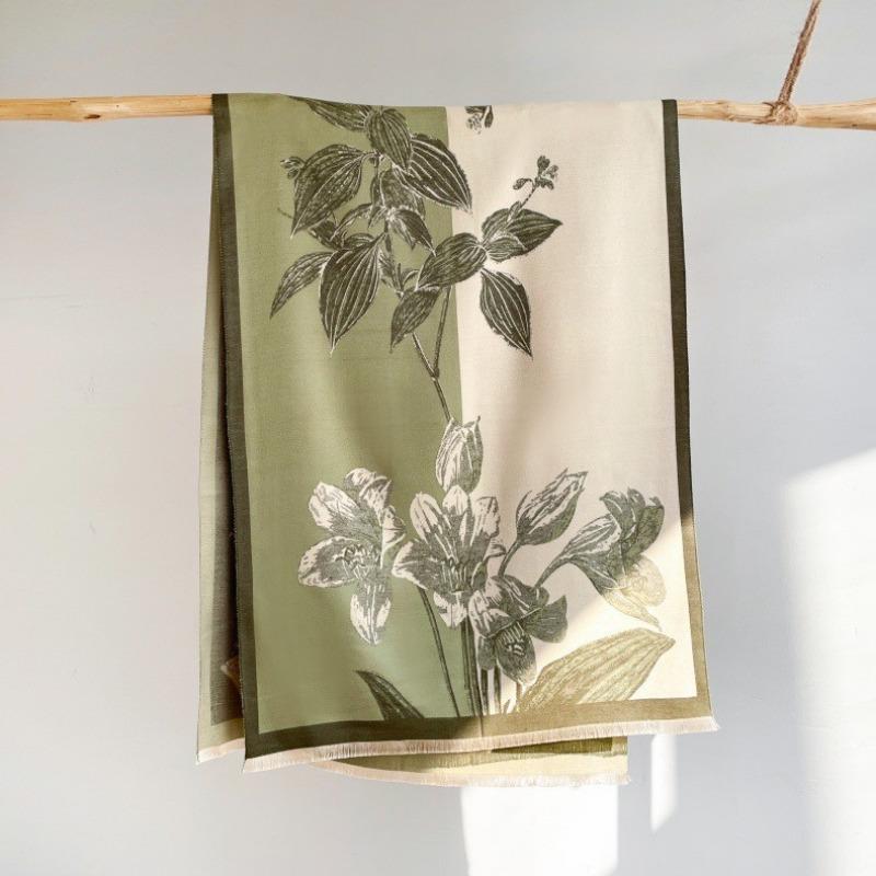 0G Thickened Version Retro Bird Scarf Women's Winter High-end Warm Scarf Imitation Cashmere Shawl