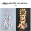 Colorful Feather Dream Catcher with Lamp Strip Living Room Girls Bedroom Wall Art Handmade Boho Cat Moon Star Bunny Dreamcatcher Decoration Ornament