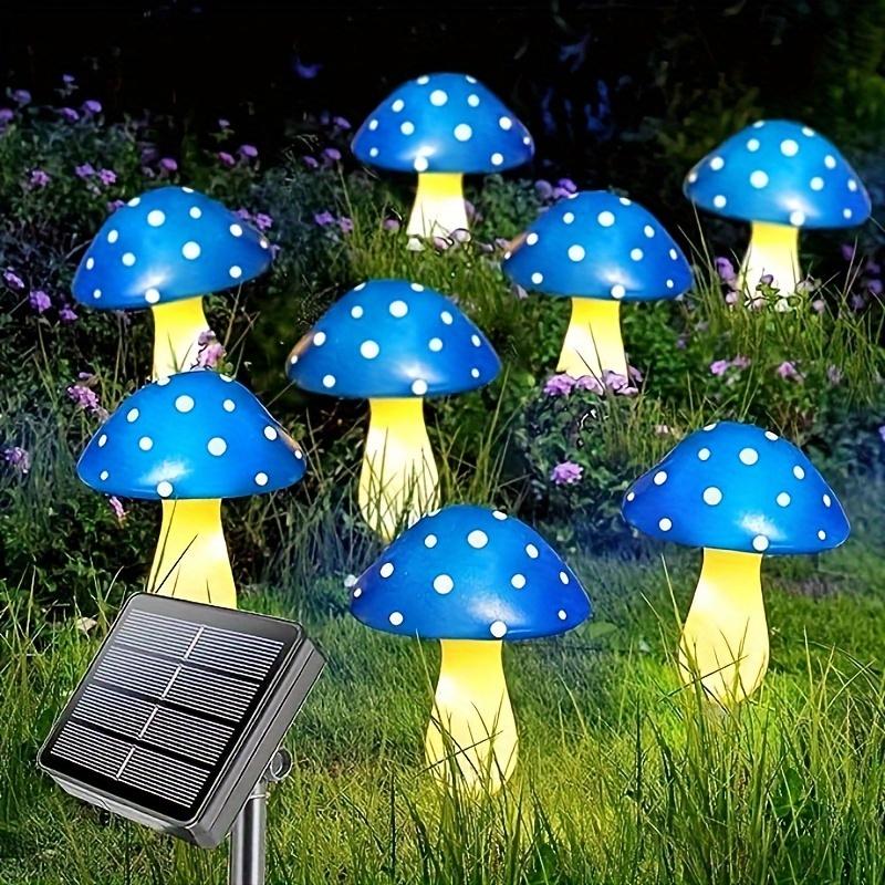 8 шт. солнечных грибовидных светильников для сада - 8 режимов освещения, идеально подходят для дорожек и уличного декора, рождественского декора