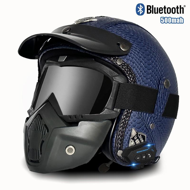 3C Certified Retro Style 3/4 Motorcycle Helmet Men Women ABS Half With Bluetooth Compatible Visor Options