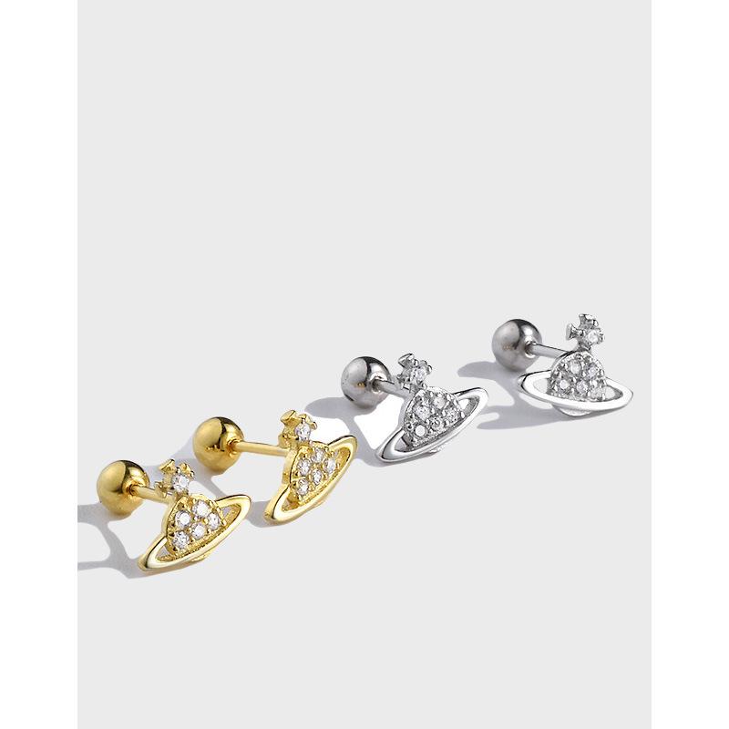 Большие инкрустированные цирконием простые маленькие Сатурновые гвозди для ушей модные винты для сна без удаления ушей ювелирные изделия