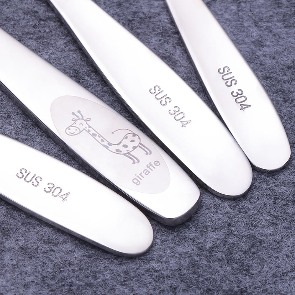 Детские столовые приборы, столовая посуда из нержавеющей стали с рисунком жирафа, детская вилка, нож, ложка, детские наборы столовых приборов из 4 предметов для домашней кухни