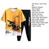 2Pcs/Set Men Letter Print O-neck Short Sleeve T-shirt Elastic Waist Drawstring Sweatpants Set Sport