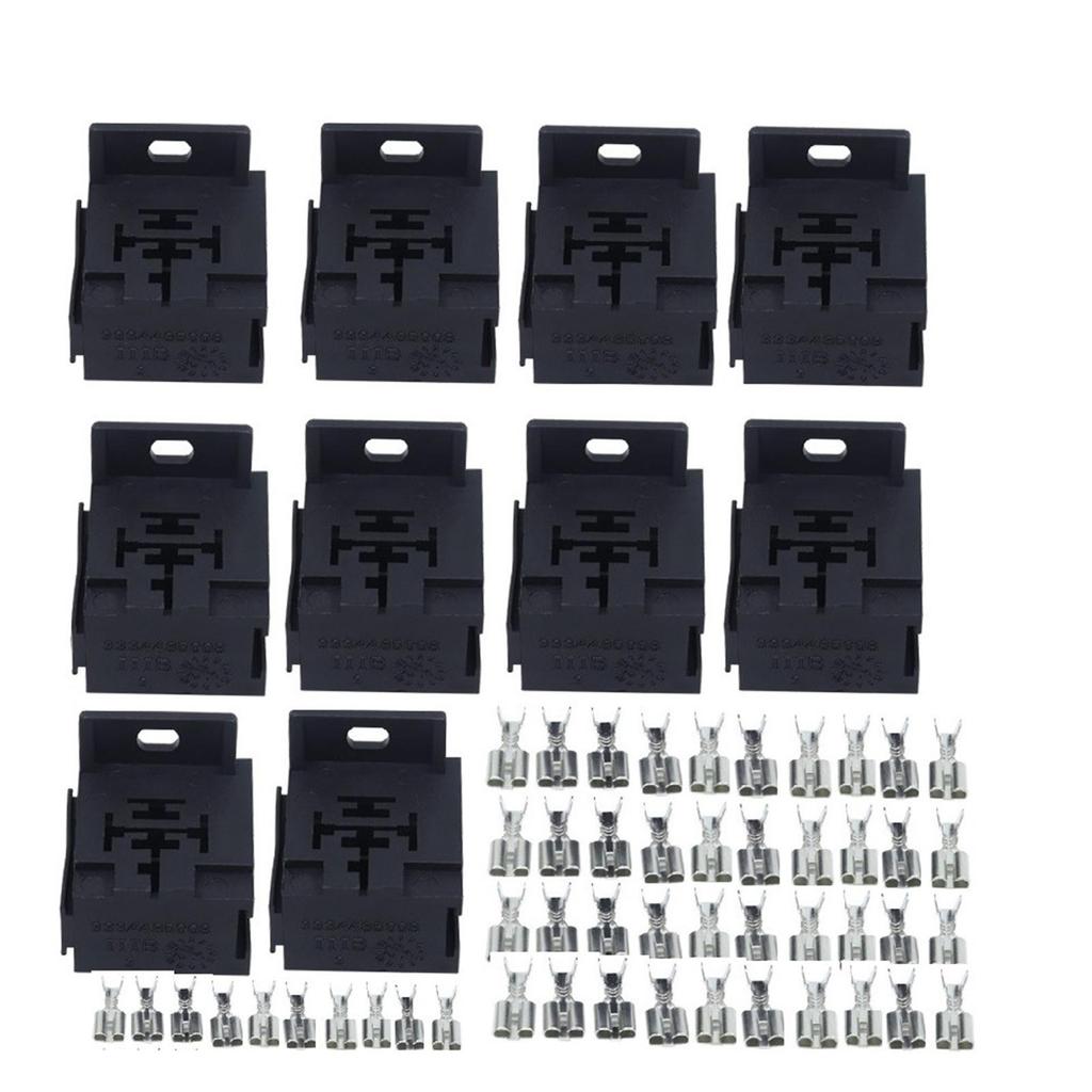10Pcs Mini Relay Connector Sockets Easy Installation 5 Pin Auto Accessories Complete Set Sturdy