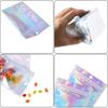 20pcs Holographic Flat Foil Bags Laser Mini Aluminum Zip Lock Plastic Bag Resealable Smell Proof Bags for Favor Food Storage Gift Package Supplies
