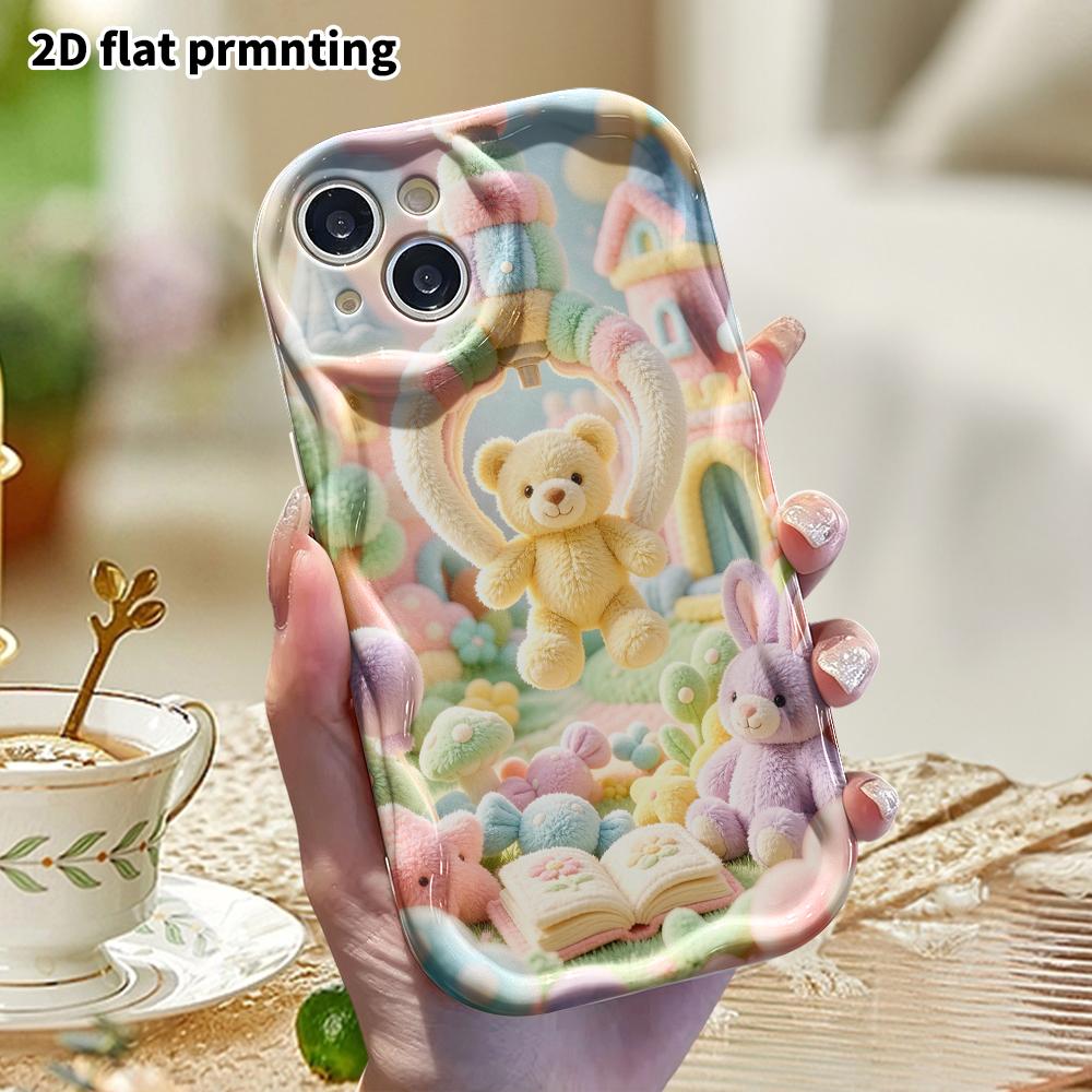 Phone Case: 2D flat, suitable for iPhone 18 17 16 15 14 13 12Pro protective case, castle cradle teddy bear, perfect Christmas and Halloween holiday gi