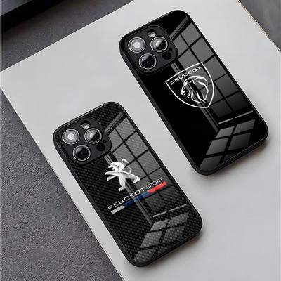 Чехол для телефона с логотипом автомобиля P-peugeotes для IPhone 17 16 Pro Max 15 Plus 14 Pro 12 11 13 Mini X XR XS Max SE Стеклянная крышка