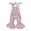 Toddler Girls Summer Flare Jumpsuit Daisy Print Sleeveless Tie-Up Bell-Bottoms Romper
