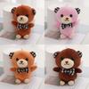 Adorable Plaid Bowtie Teddy Bear Plush Toy Soft Crystal Velvet Keychain Bag Accessory