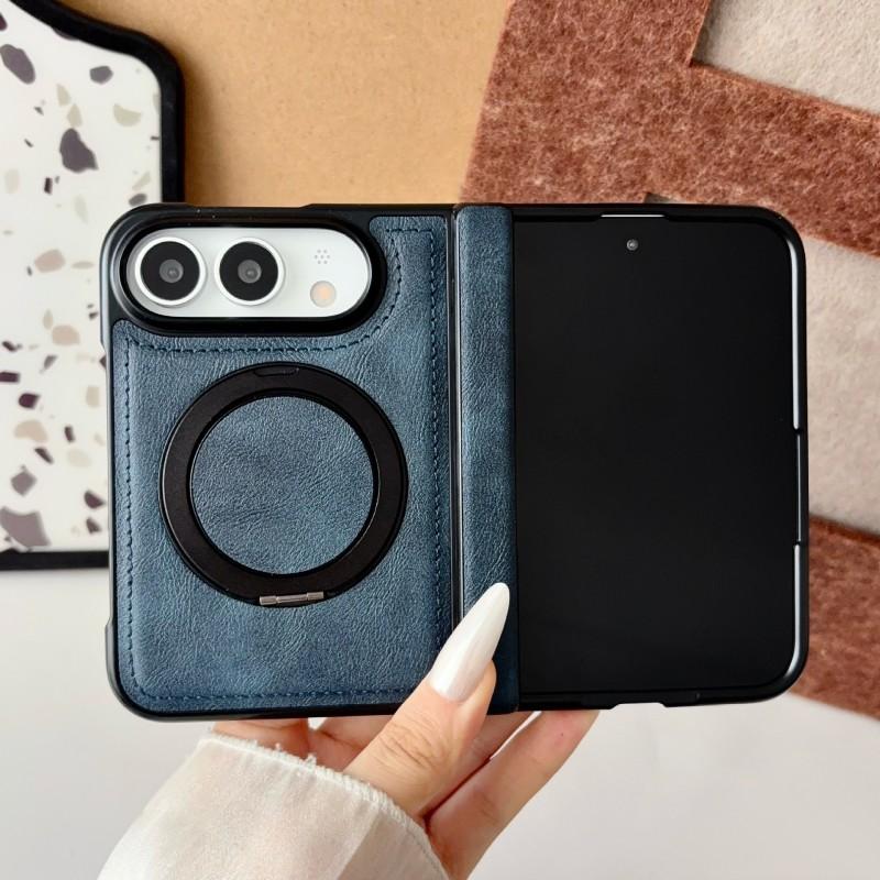 IPhone Duo Foldable Phone Case With Rotating Magnetic Stand Premium PU Leather Business Cover Shockproof Anti-Scratch