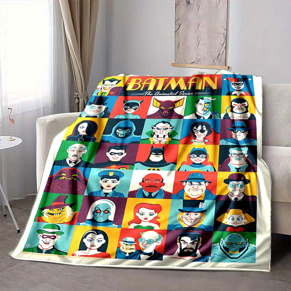 1pc Batman Animated Characters Flannel Throw Blanket Lightweight Soft Warm All Season Blanket for Sofa, Bed, Travel,L1028104
