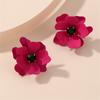 Винтажные красные эмалированные серьги с цветком камелии для женщин, модные стильные милые элегантные украшения