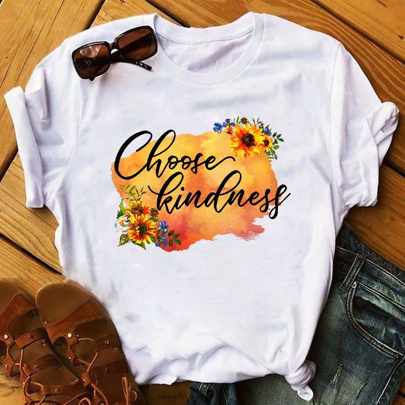 New Women T-Shirt 2023 Good Vibes Letters Fashion Top Female T Shirts Harajuku Streetwear O-Neck Short Clothes Ladies Tshirts