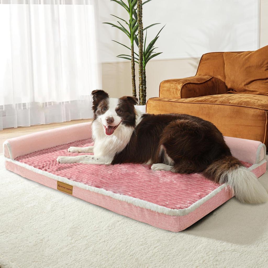 Patas Lague Dog L for Medium and Large with Cat Cushion Removable 91cm x Pink Bed, Design, Dogs, High-Rebound, Waterproof, Washable, Pillow, Cover,