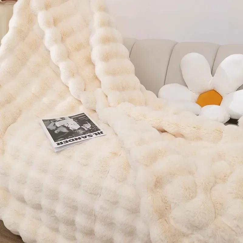 Новая плюшевая подушка для дивана Winter Rabbit, утолщенная плюшевая подушка для сиденья в скандинавском минималистском стиле, высококачественный зимний противоскользящий кожаный чехол для дивана