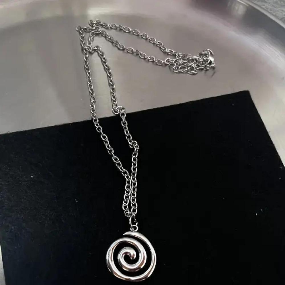 Hollowed Vortex Necklace Gothic Metal Chain Jewelry New Spiral Pendant Necklace  Gifts