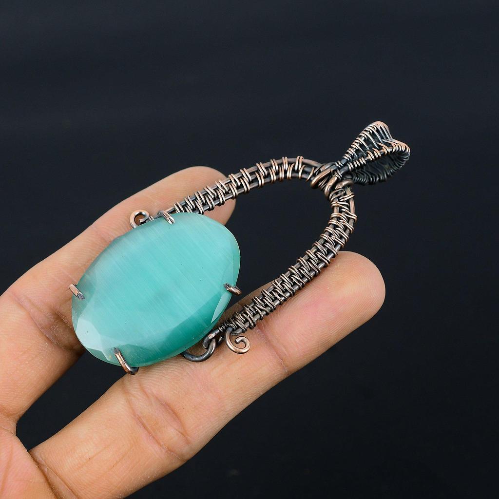Monalisa Pendant, 999 Copper Wire Wrapped Pendant Handmade Gemstone Jewelry, Gifts For Wife Brand New Pendant