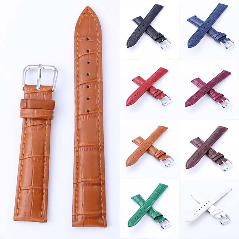 Новый 12-24MM Высокое качество Натуральная кожа 1PC ремешок для часов Женщины Мужчины Аксессуары Часы Браслет Ювелирные изделия