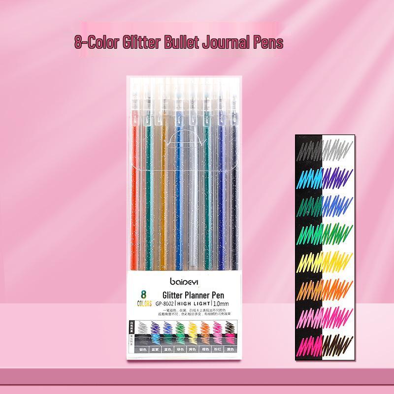 Luminous Glitter Gel Pen - Color-Changing Crystal Sand Effect for Journaling & Drawing.