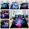 Флуоресцентное постельное белье с бабочками, пуховые пододеяльники и наволочки для девочек и женщин, 2/3 шт., комплект пододеяльников для кровати размера «king-size» и «queen-size», подарочный комплект с 3D-печатью