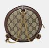 [Pre-Owned] Ophidia Logo Stripe Web Zipper Canvas And Leather Round Bag Backpack Mini - Very Good #FLR3NQ