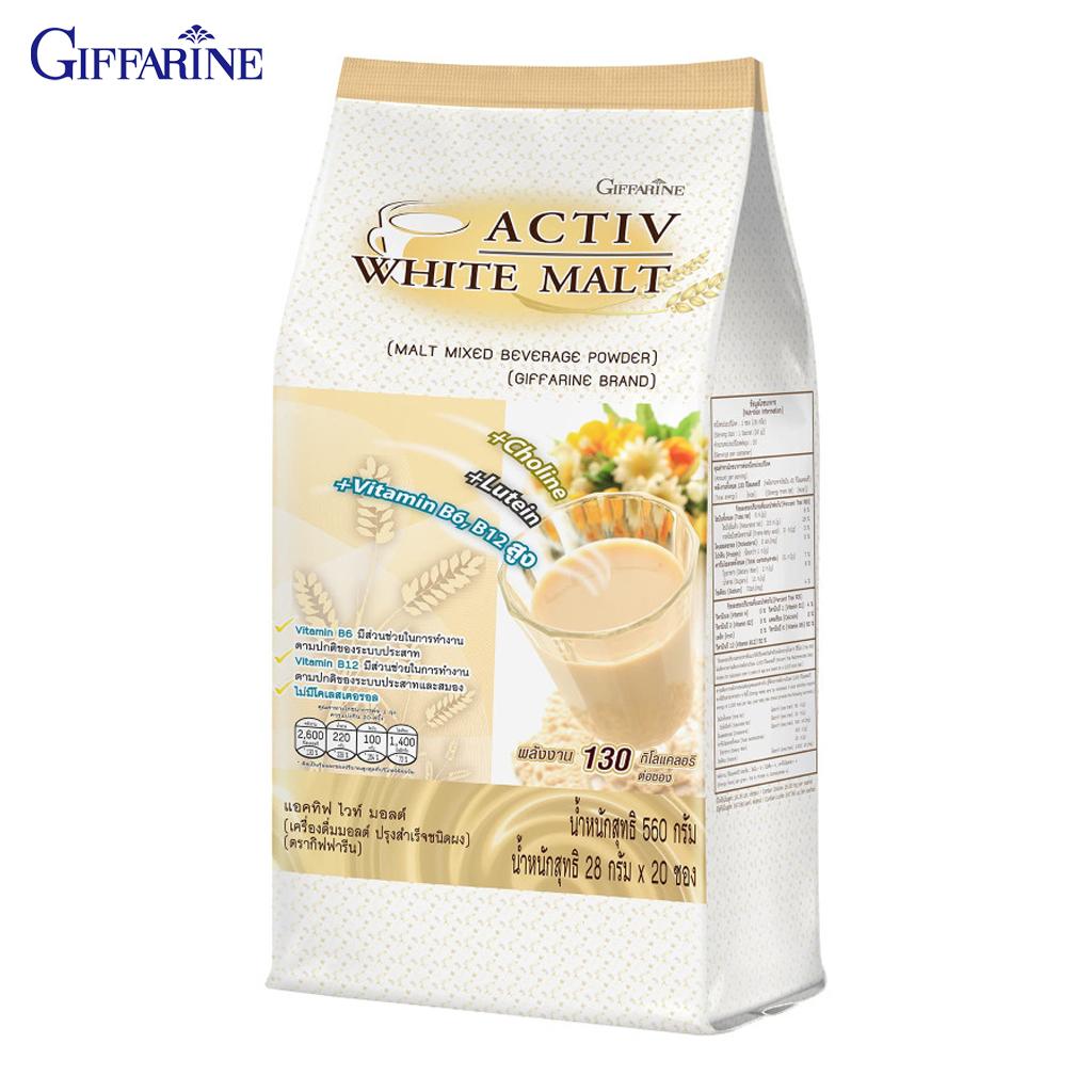 Giffarine Activ White Malt, Солодовый порошок для смешанных напитков, 28 г x 20 пакетиков 41807