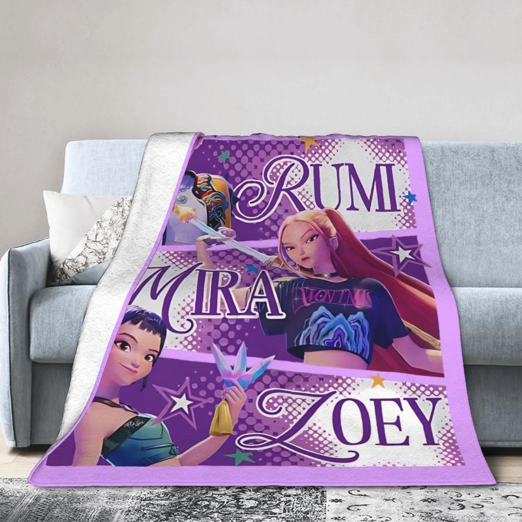 Huntrix Blanket Cover Coral Fleece Plush Kpop Demon Hunters Lightweight Throw Blankets for Home Couch Bedspread