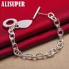 925 Sterling Silver TO Clasp Heart Pendant Bracelet Jewelry
