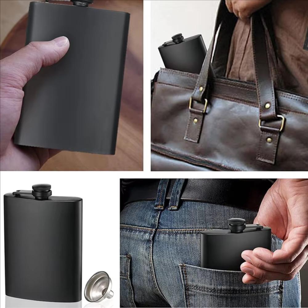 Нержавеющая сталь Фляжка Плоская Бутылка для Виски Посуда Черный Карманный Флакон Туризм