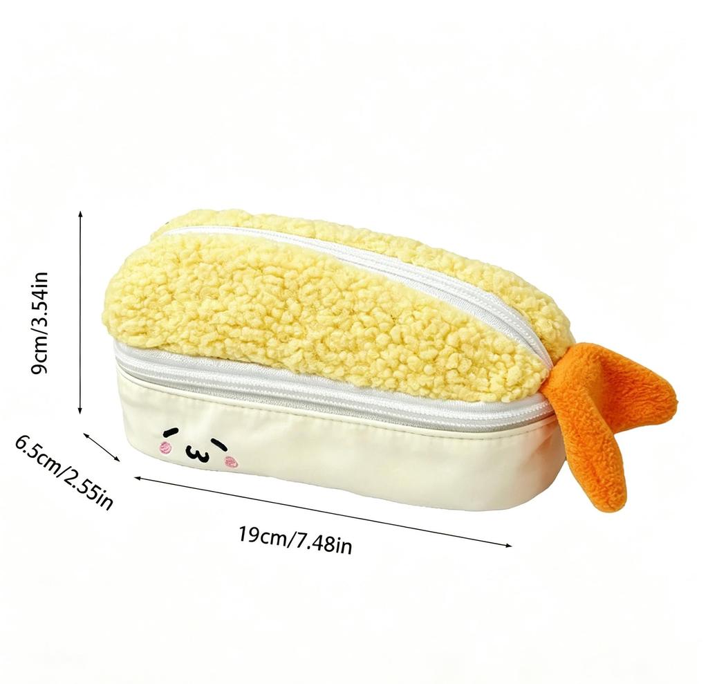 Soft, Shrimp-Shaped Pencil Case for Pencils and School Supplies
