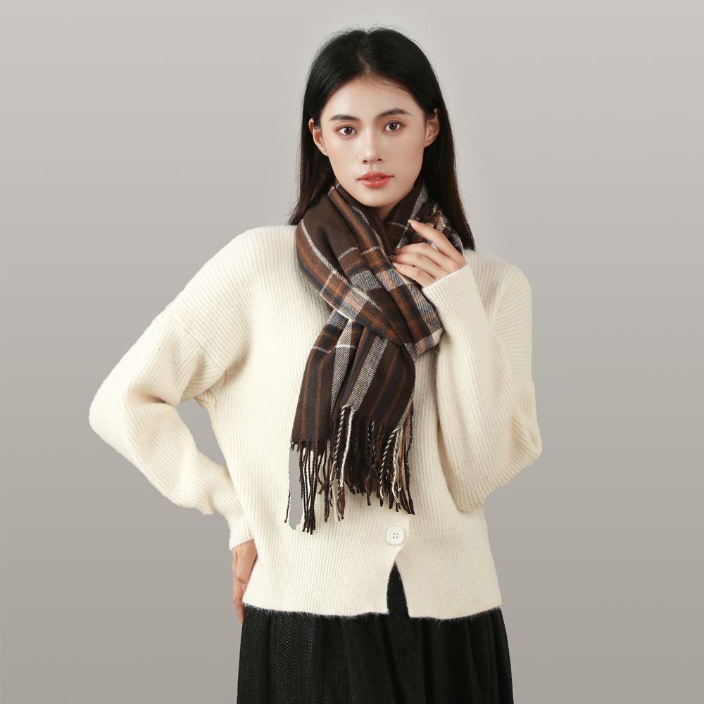 Plaid Long Scarf Winter Warm Cashmere Women Pashmina Foulard Bandana Scarves Female Luxury Tassel Shawl Wraps 2022 New