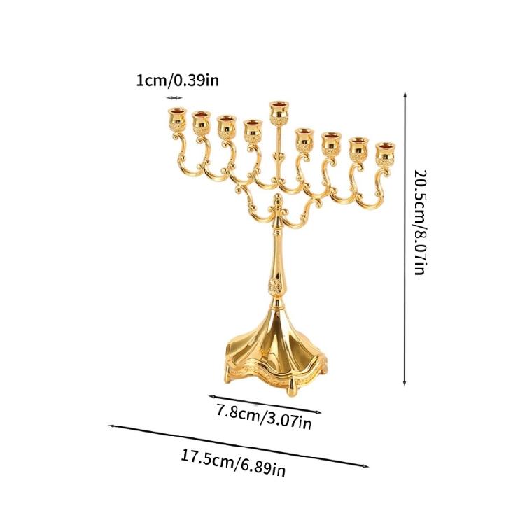 Metal Menorah Candelabra 9 Branch Hanukkah Menorah Candle Holders Jewish Candle Holders for Shabbat,Tabernacle