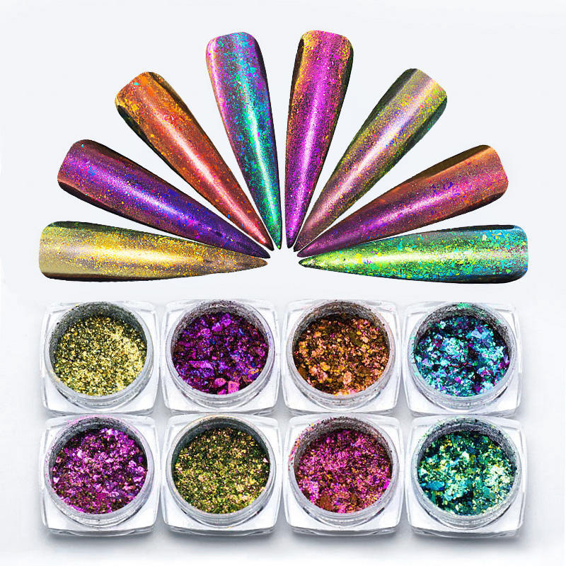 Mtssii Holographic Chemeleon Mirror Glitter Powder Irregular Flakes Paillettes Sequin Nail Art Decor