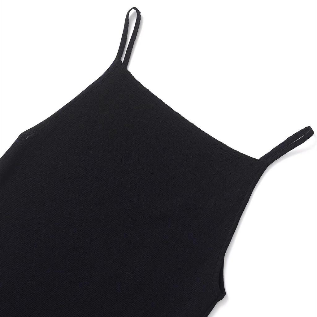 Весна 2025 Женское универсальное свободное однотонное платье на бретелях