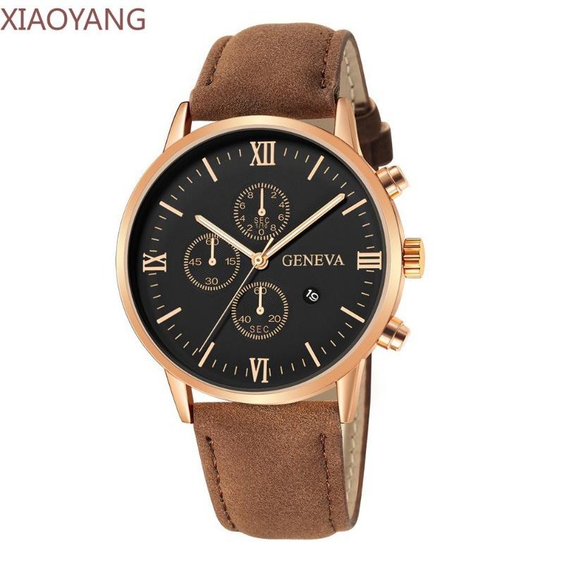 Novo Relógio casual Masculino De Quartzo Com Pulseira De Couro Mostrador