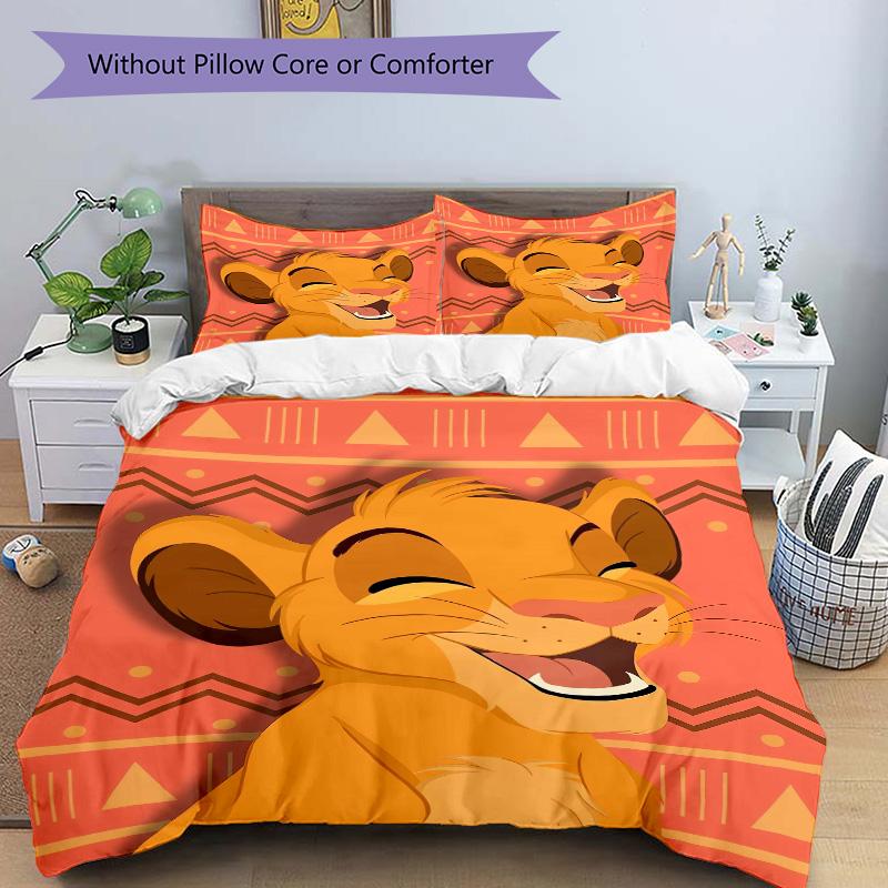 Lion Celebration Print 3Pcs Bedding Setduvet Cover With 2 Bedropillowcase Home Birthday Gift