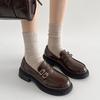 Retro Versatile British Style Platform Small Leather Shoes Women's Autumn and Winter 2025 New Brown Heightening French Mary Jane Single Shoes