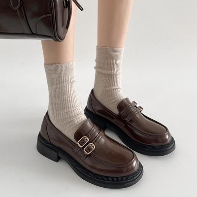Универсальные туфли на платформе из натуральной кожи в ретро-стиле для женщин, осень-зима 2025 г., новые коричневые туфли-лодочки «Мэри Джейн» на французском каблуке