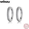 Высокое качество 100% стерлингового серебра 925 пробы вечерние серьги-обручи Eternity с прозрачным фианитом для женщин