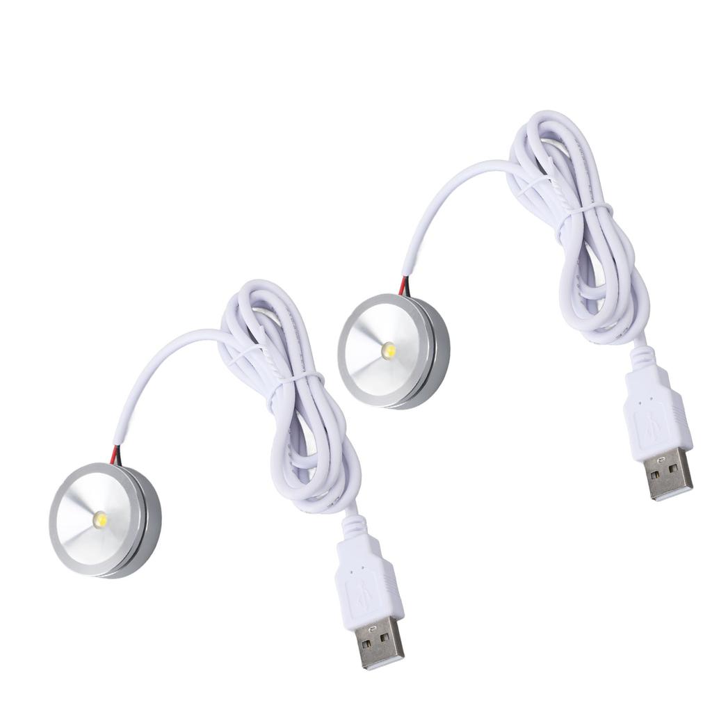 Display Spotlight Round USB Plug in Small LED Showcase Lamp with 4.2ft Cable for Jewelry Cabinet Cupboard Shelf 5V