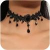 Аксессуары Черное Ожерелье Кружево Ключица Цепочка Легкое Роскошное Высококачественное Полое Кисточка Готическое Ожерелье для Женщин