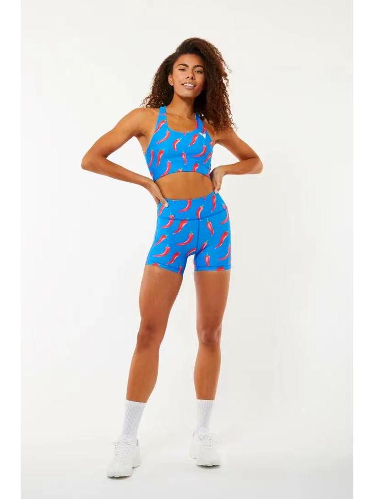 Спортивные шорты для йоги с принтом в европейско-американском стиле с высокой талией для женщин