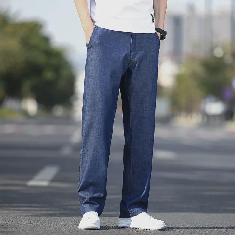 Мужские весенние джинсы свободного кроя из мягкого денима - дышащие и удобные повседневные брюки