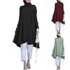 Muslim Women's Lapel Wrap Button Placket Swallowtail Curved Hem Multicolor Long Sleeve Women's Shirt Dresses