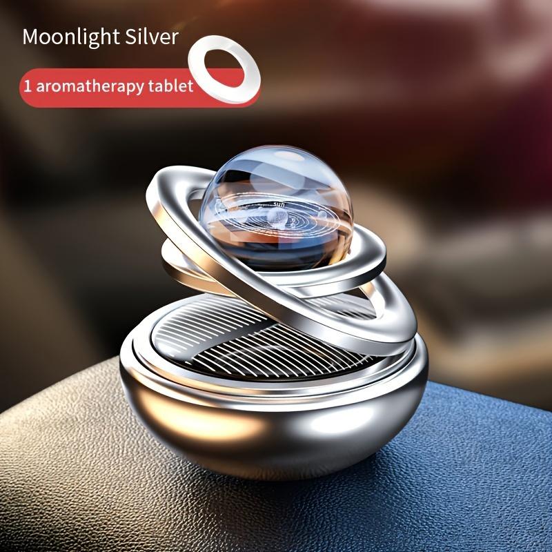 Solar Powered Car Air Freshener - Rotating Aromatherapy Air Freshener with Refillable Tablets for Car Dashboard