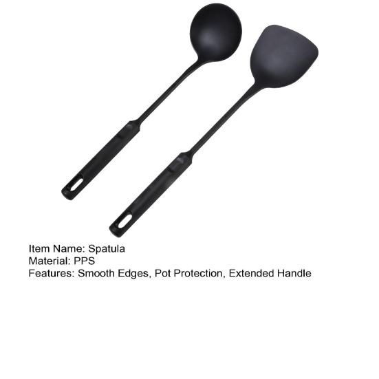 Wok Spatula And Ladle Set Extended Handle Spatula Smooth Edges Soup Spoon Scratch-free Cooking Utensil
